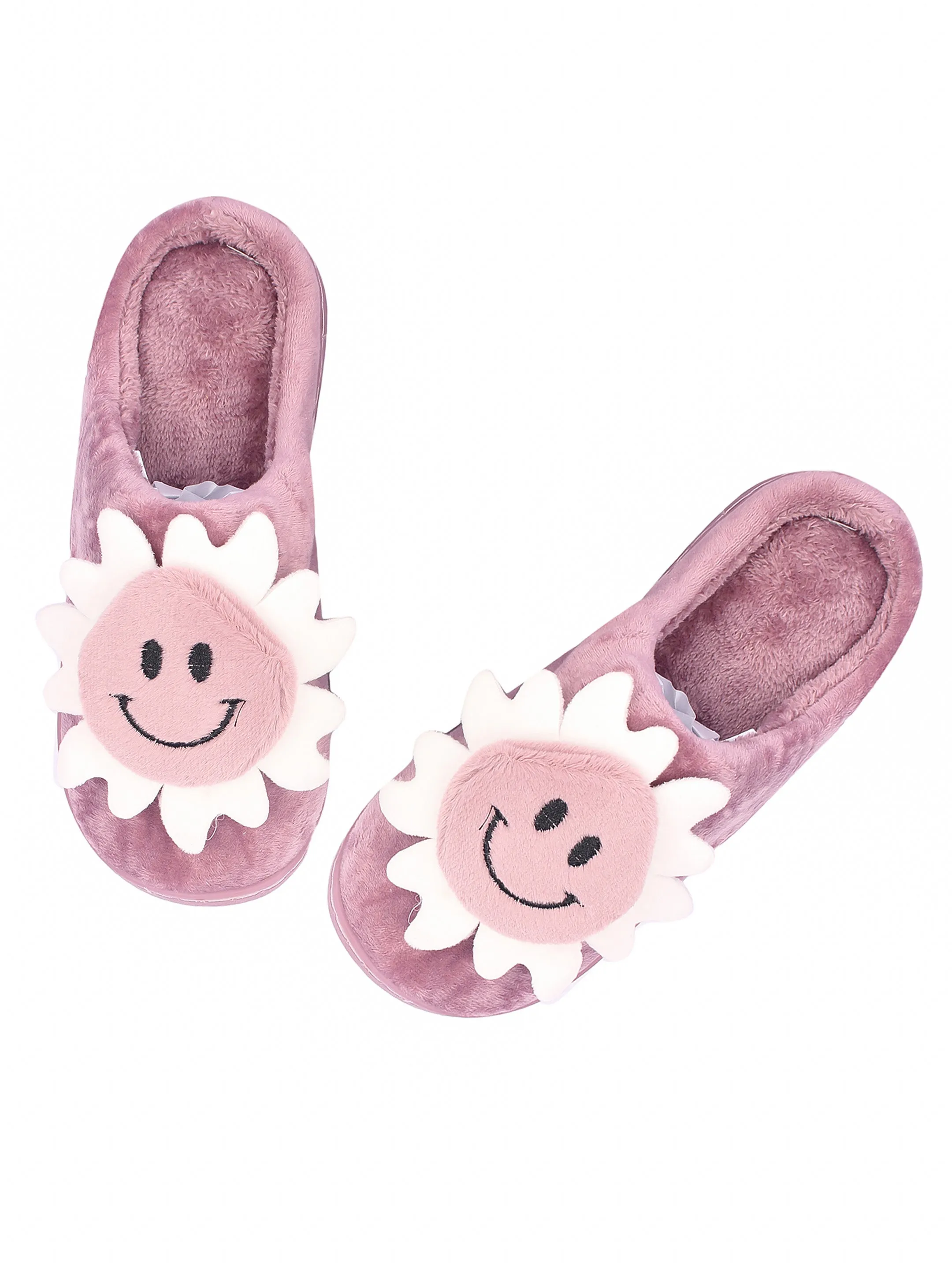 Brauch Women's Purple Smiley Fur Winter Slippers