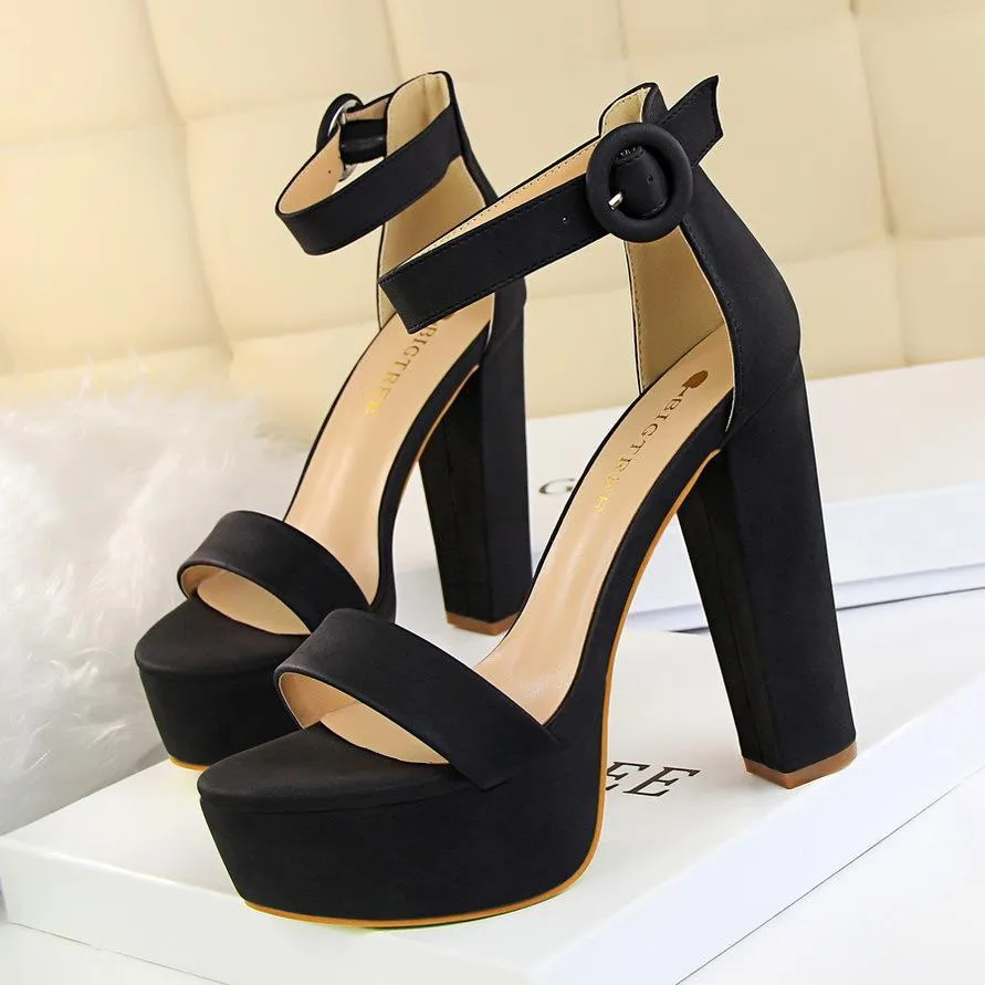 Chicvane Open Toe High Heels Shoes with Buckle Heeled Sandals