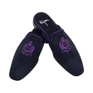 Navy and Purple Slip On Suede Loafer