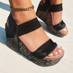 OTBT - BUSHNELL in BLACK JUTE Wedge Sandals